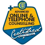 AdvancedCertificateBadge150x150 online & telephone counselling Certificate Badge UK